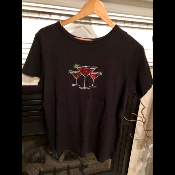 Cruise Wear & Co. Tops - Novelty Tee. martini 🍸 glass rhinestones. SzM